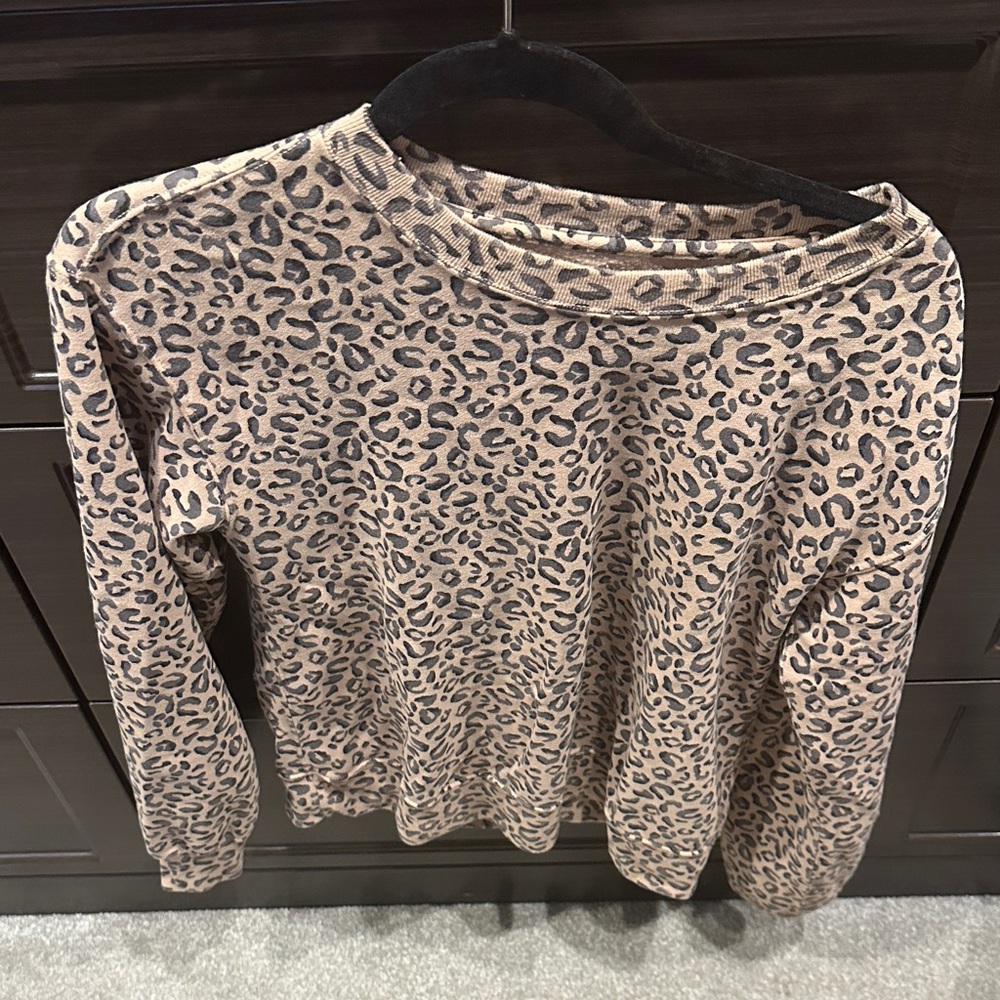 Abercrombie & Fitch Tan and Black Animal Print Top